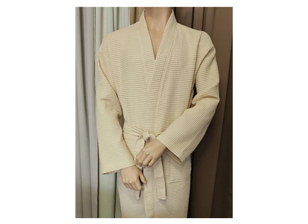 Halat de baie bej, waffle