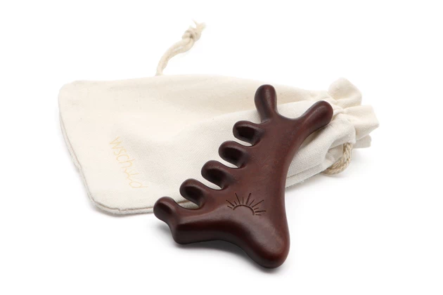 Racletă gua sha din lemn cu proeminențe